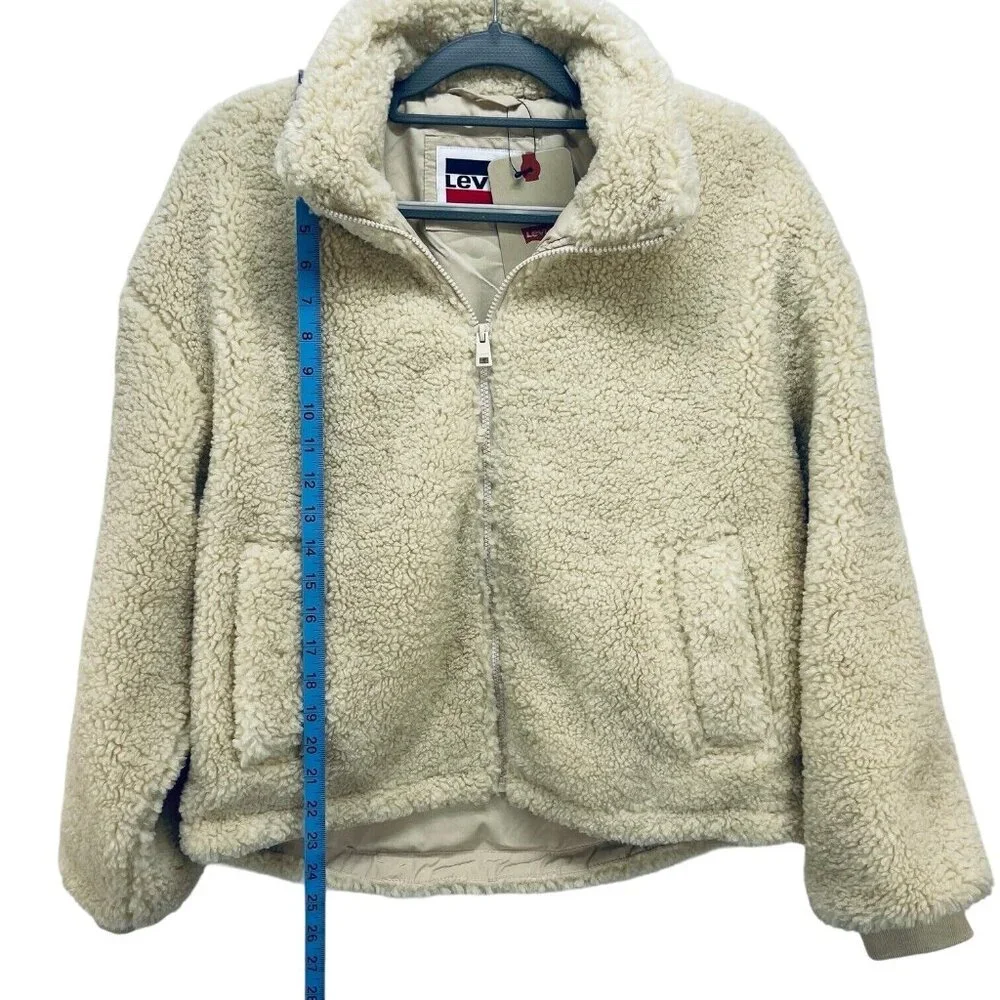Levi's Original Women's Sherpa Fleece Teddy Jacket Beige Size XS New